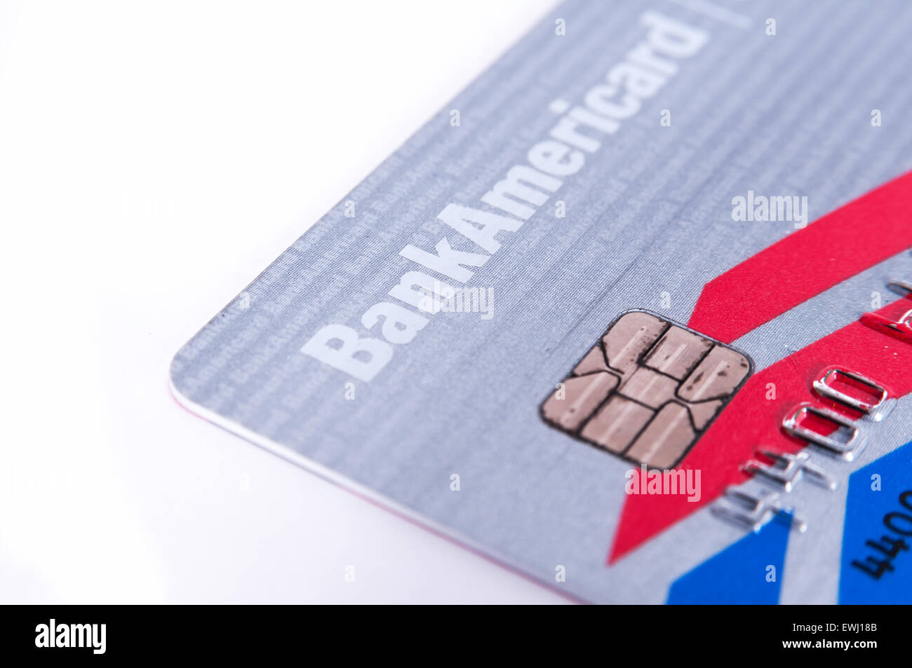Bank of america cash rewards credit card close up on white background Stock Photo
