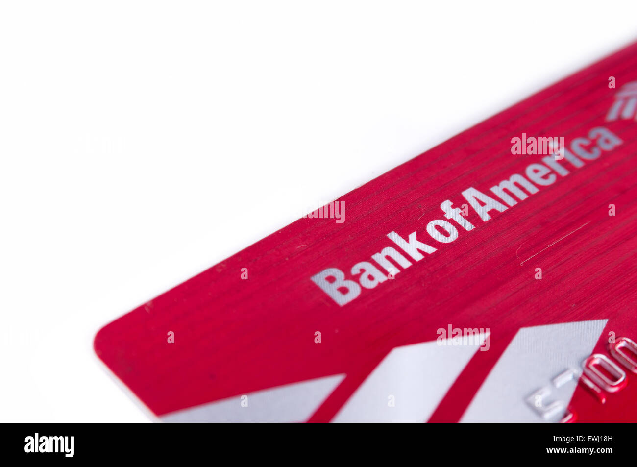 Bank of america cash rewards credit card close up on white background Stock Photo