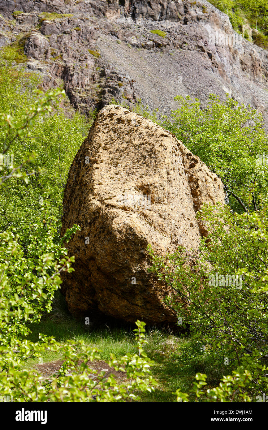 large tuff boulder rock Iceland Stock Photo