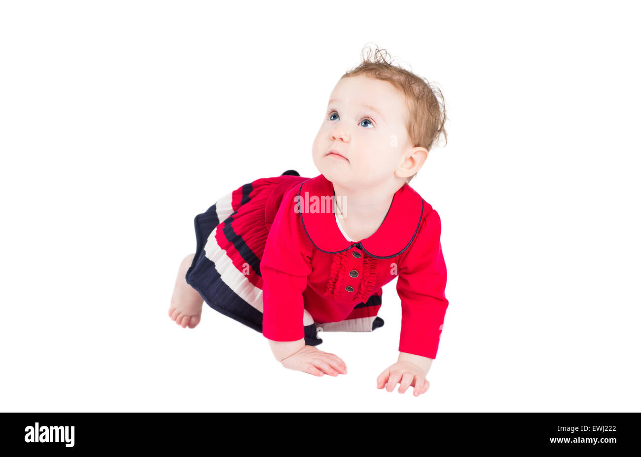 cute baby boy in red dress