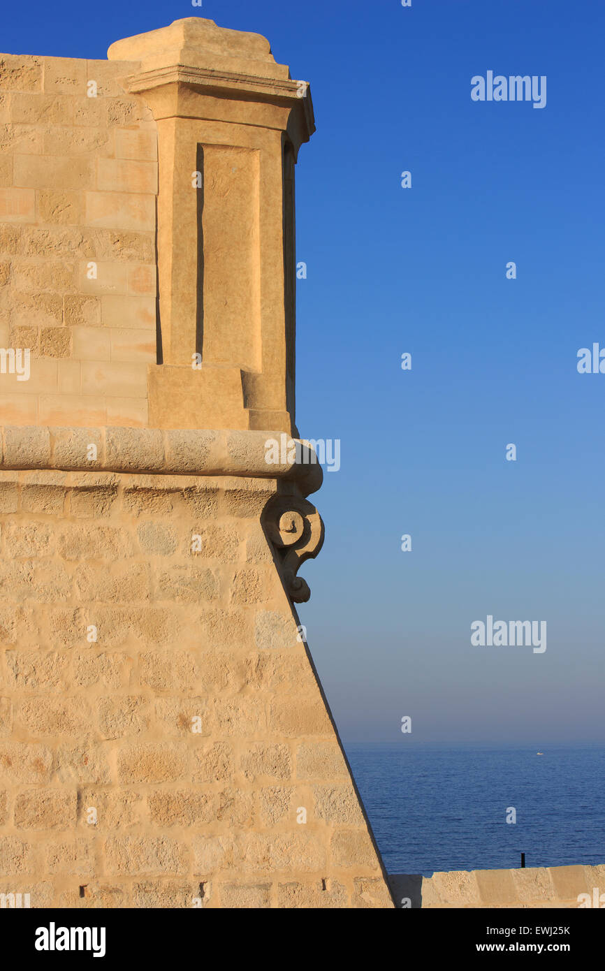 A traditional Maltese watchtower at Fort Saint Elmo in Valletta, Malta Stock Photo