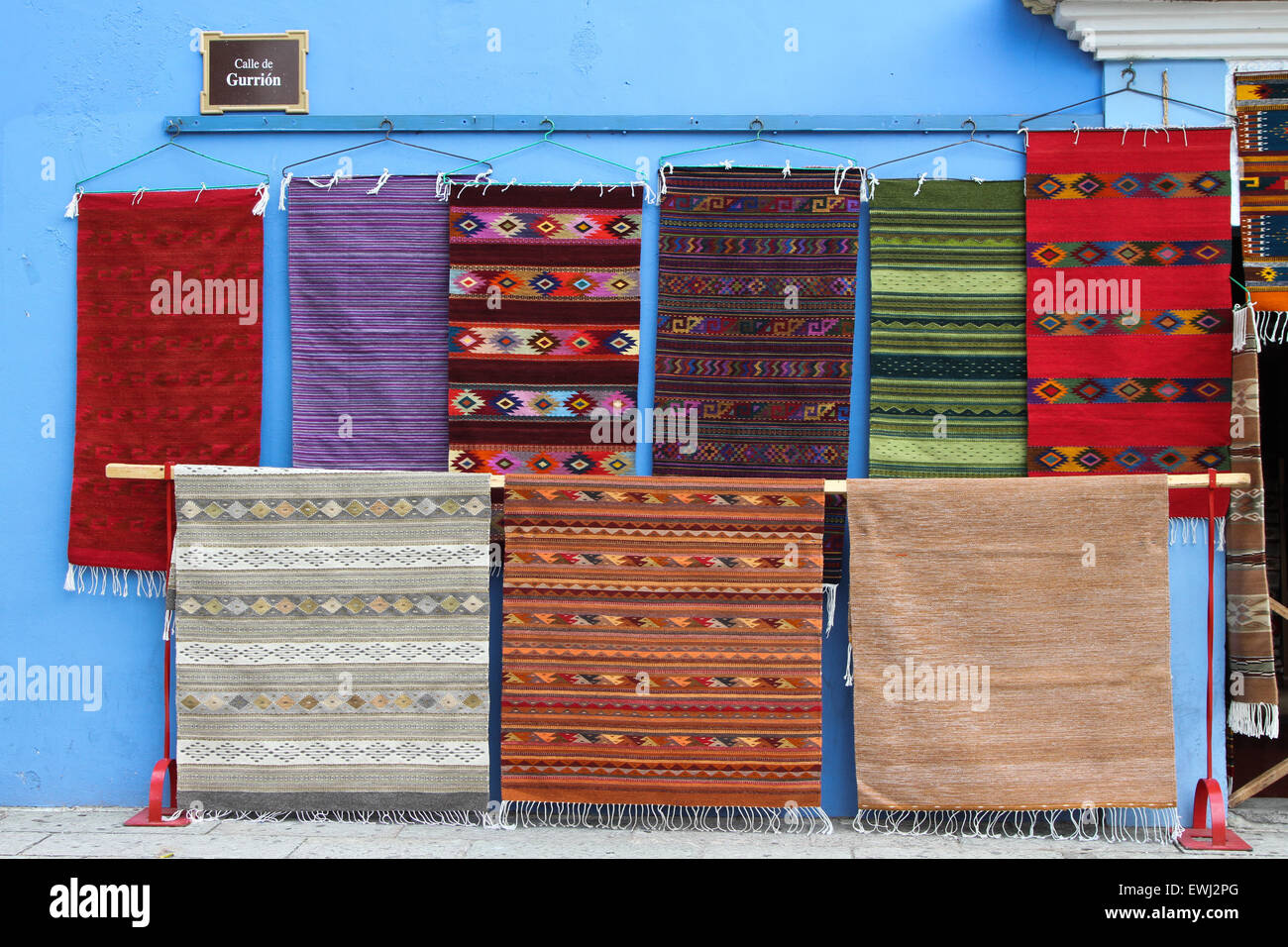 Colorful Mexican Rugs for Sale Stock Photo Alamy