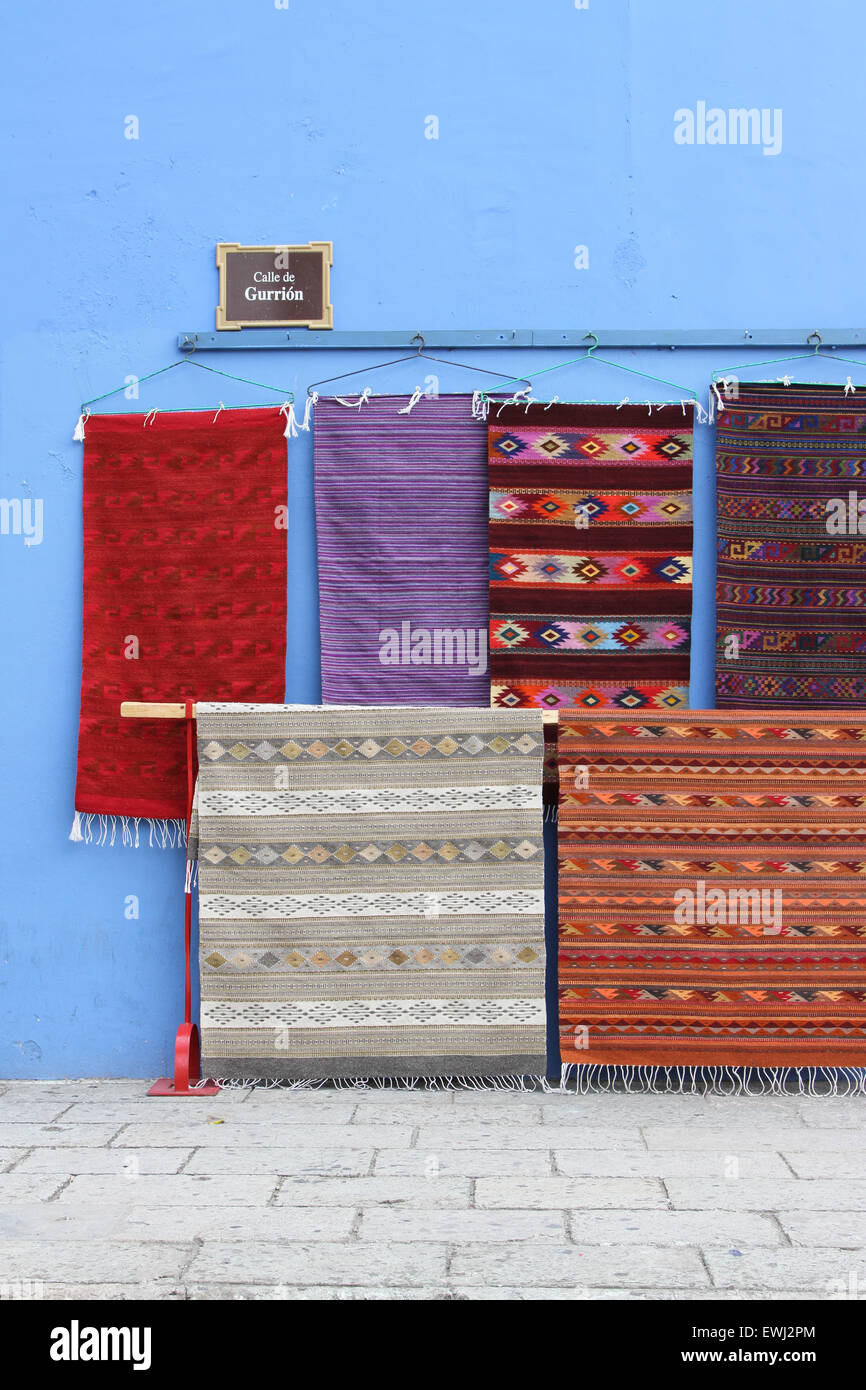 Colorful Mexican Rugs for Sale Stock Photo
