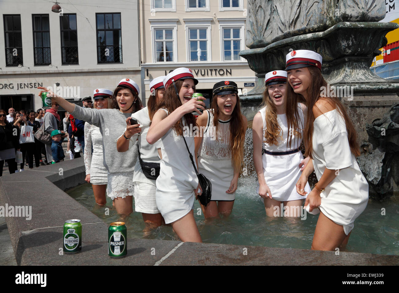 Copenhagen, Denmark. June 26, 2015. Danish students celebrate their