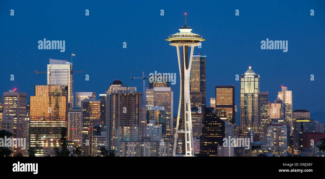 Downtown Seattle as seen from Kerry Park in Queen Anne Hill Stock Photo
