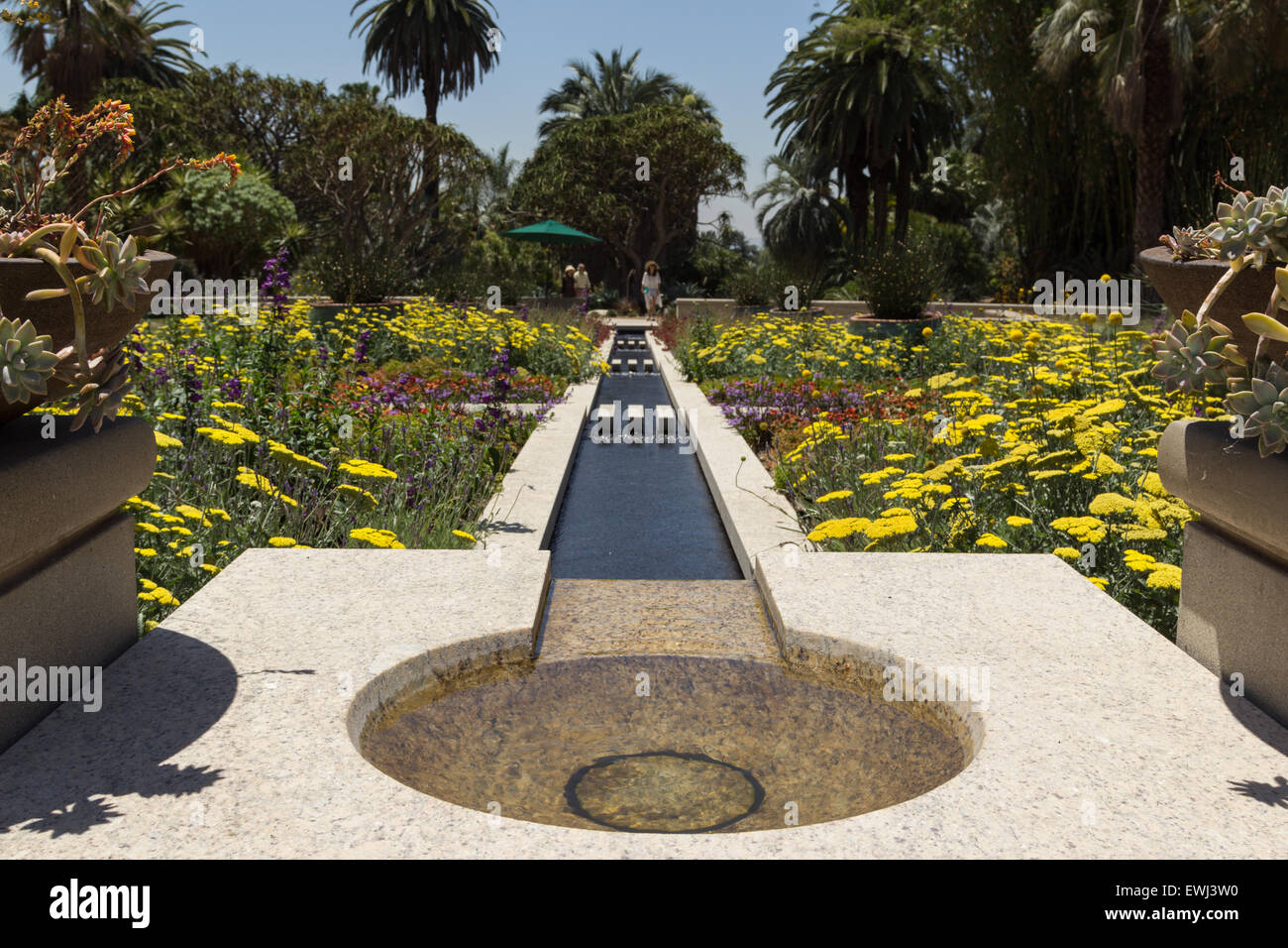 Trench fountain in the garden at the Huntington Botanical Gardens in
