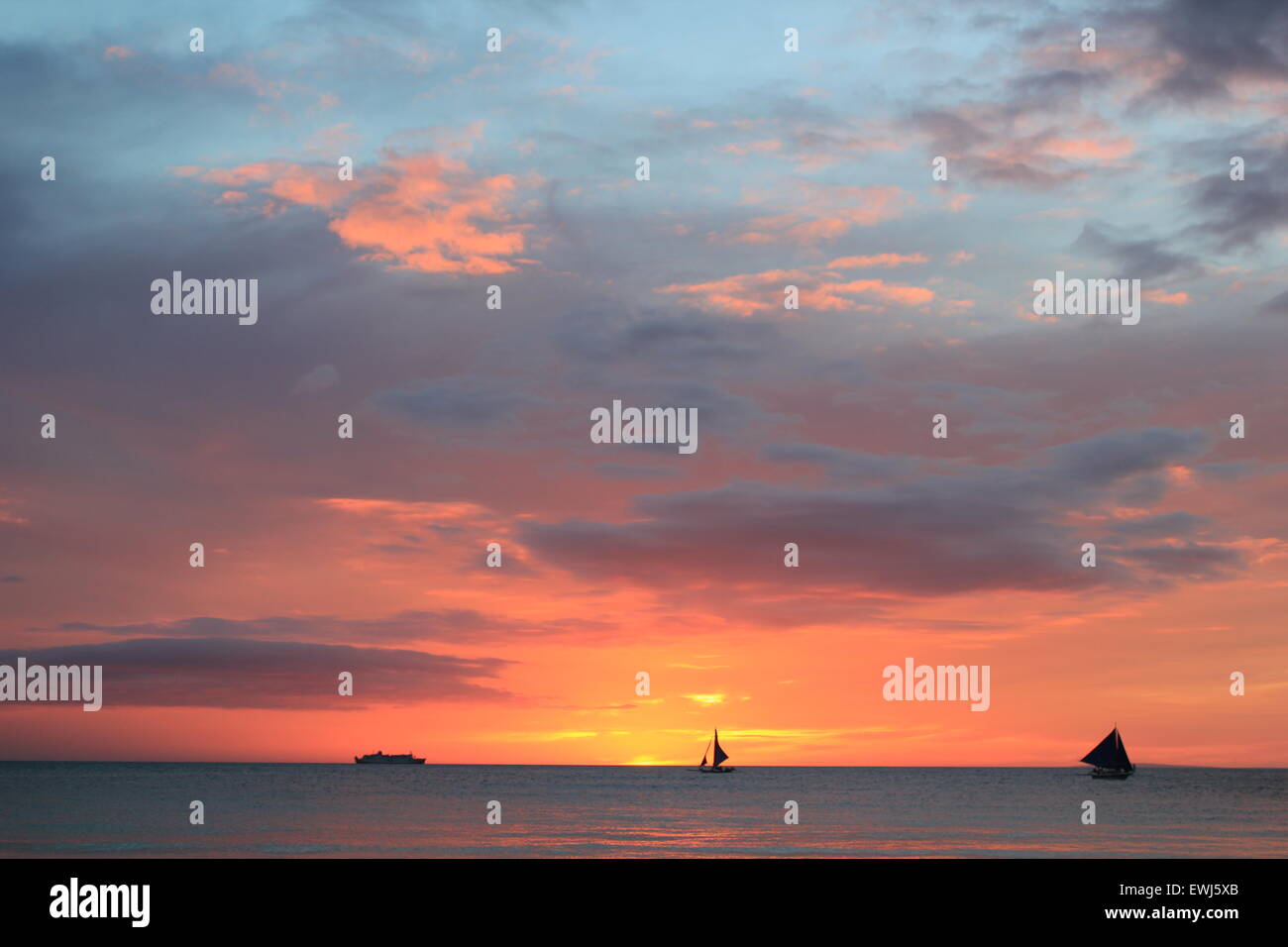Sunset Boracay Island Philippines Stock Photo
