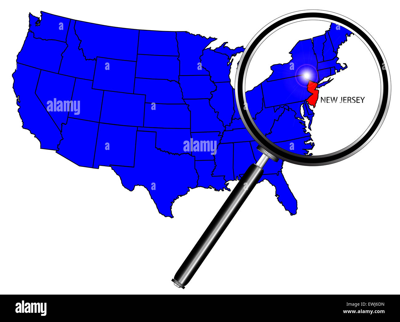 New Jersey State Outline Set Into A Map Of The United States Of Stock Photo 84608097 Alamy