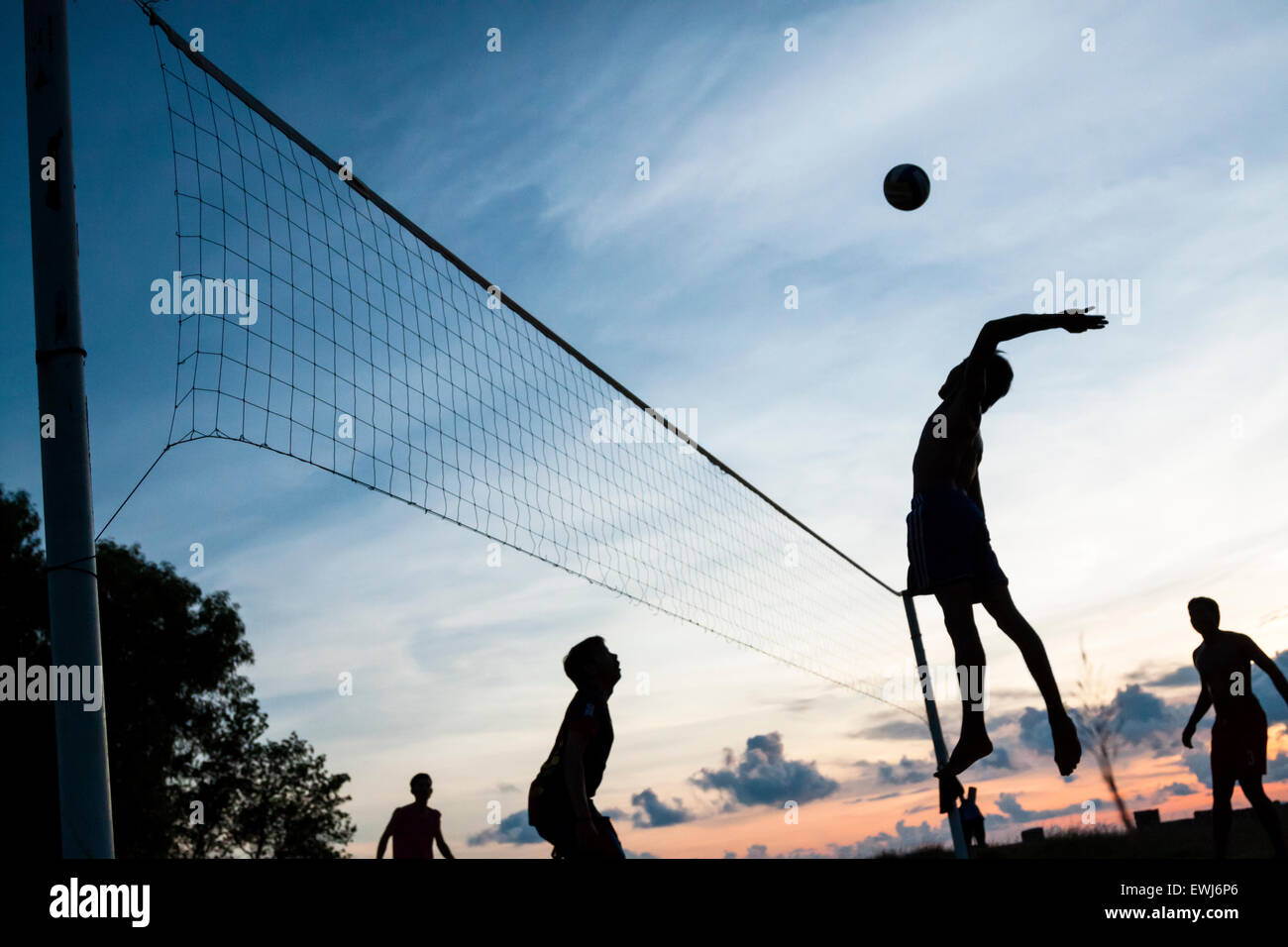 Volleyball game on the beach Stock Photo Alamy