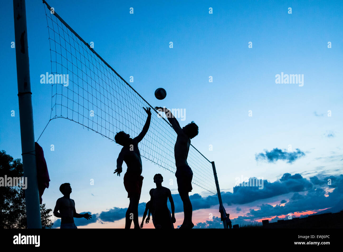 Volleyball game on the beach Stock Photo Alamy