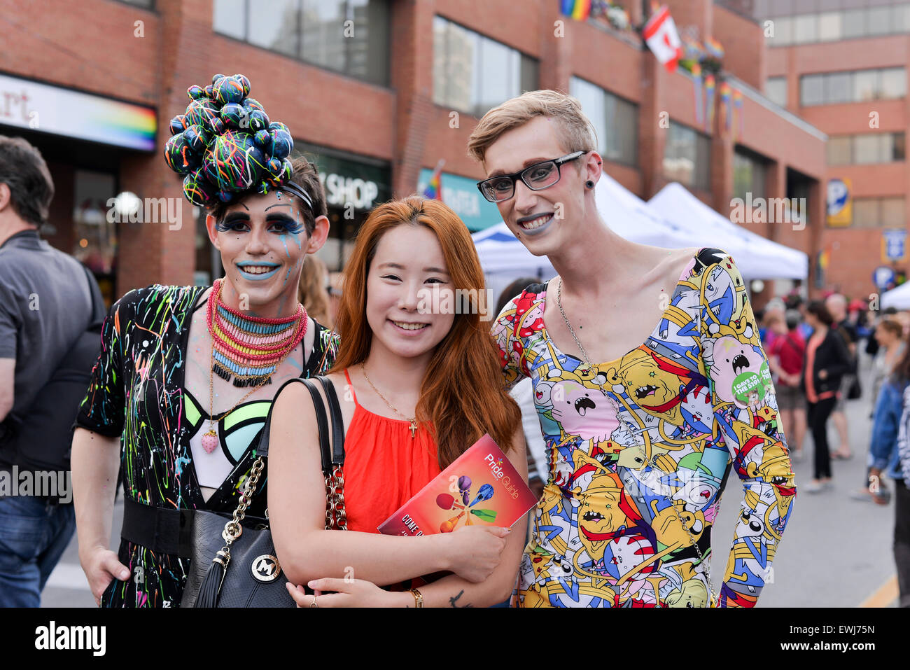 Toronto, Canada. 26th June, 2015. Pride Festival Street fair at Wellesley in Toronto, Canada Posing for camaera during pride week in Toronto. Credit:  NISARGMEDIA/Alamy Live News Stock Photo