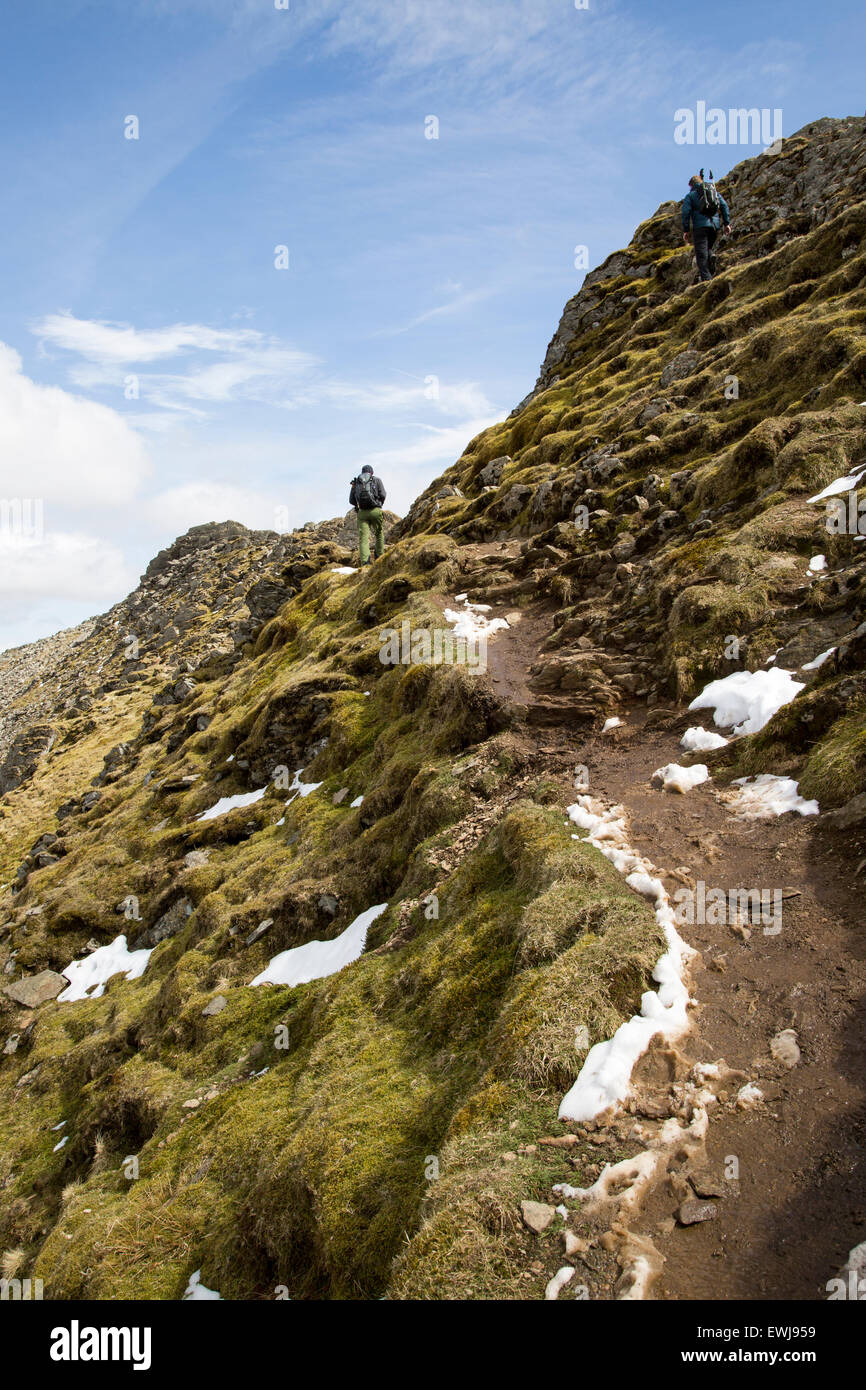 Striding Edge arete and Helvellyn mountain peak, Lake District, Cumbria, England, UK Stock Photo
