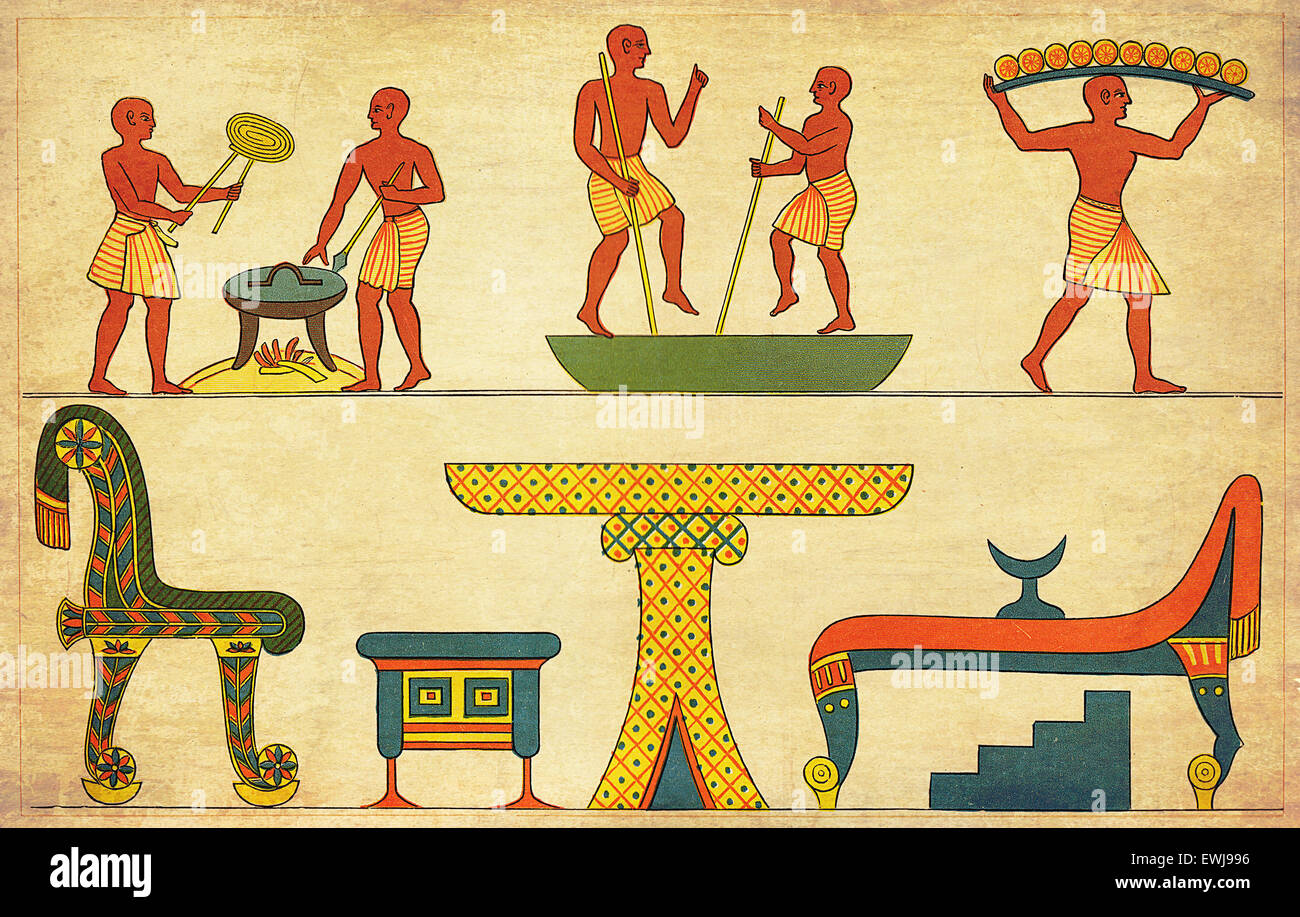 Antique Egypt pictorial description of house furniture and the art of