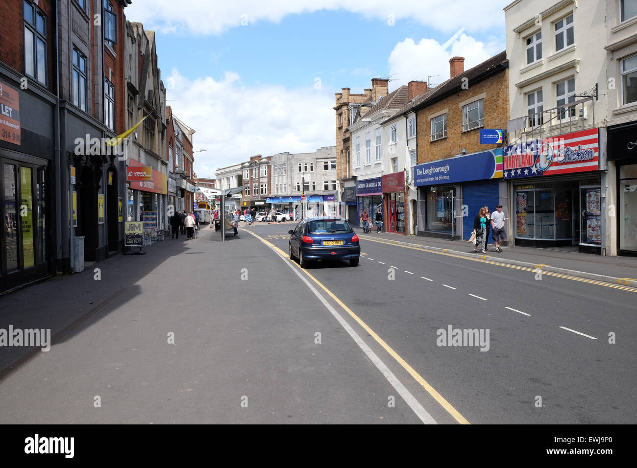 loughborough high street looking towards the town centre Stock Photo