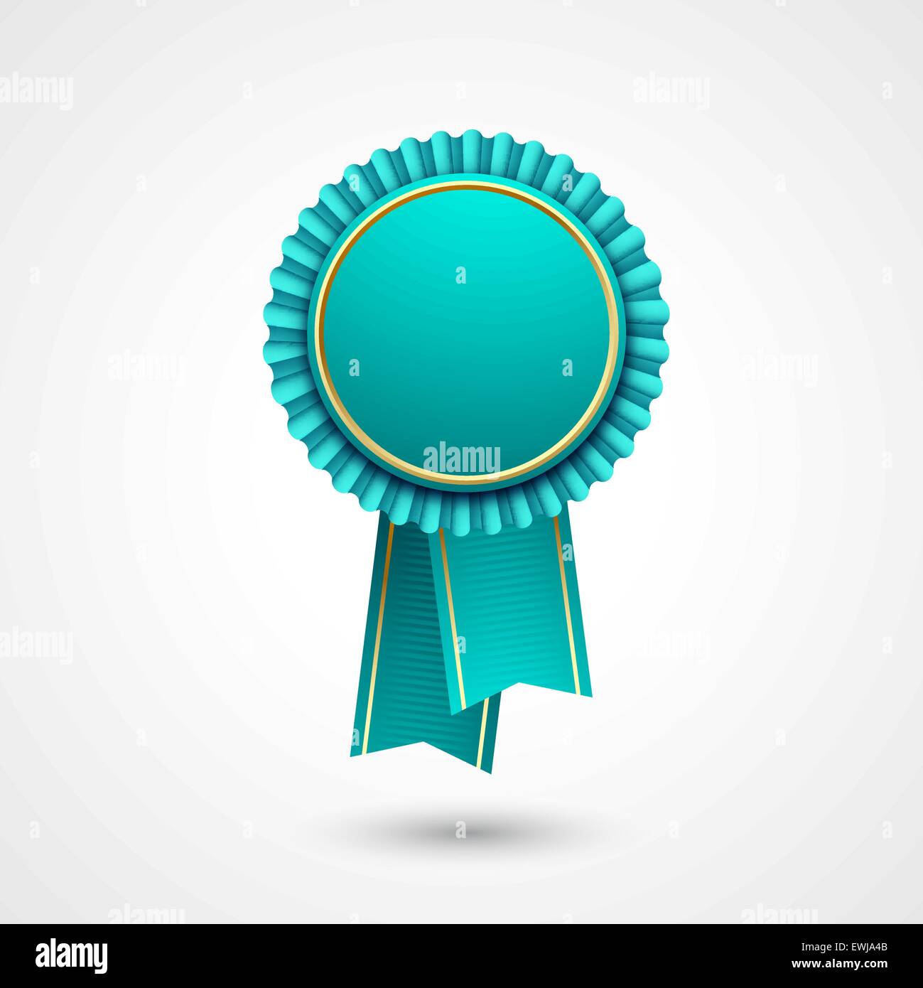 Blue and gold badge with ribbons award, vector illustration. Stock Vector
