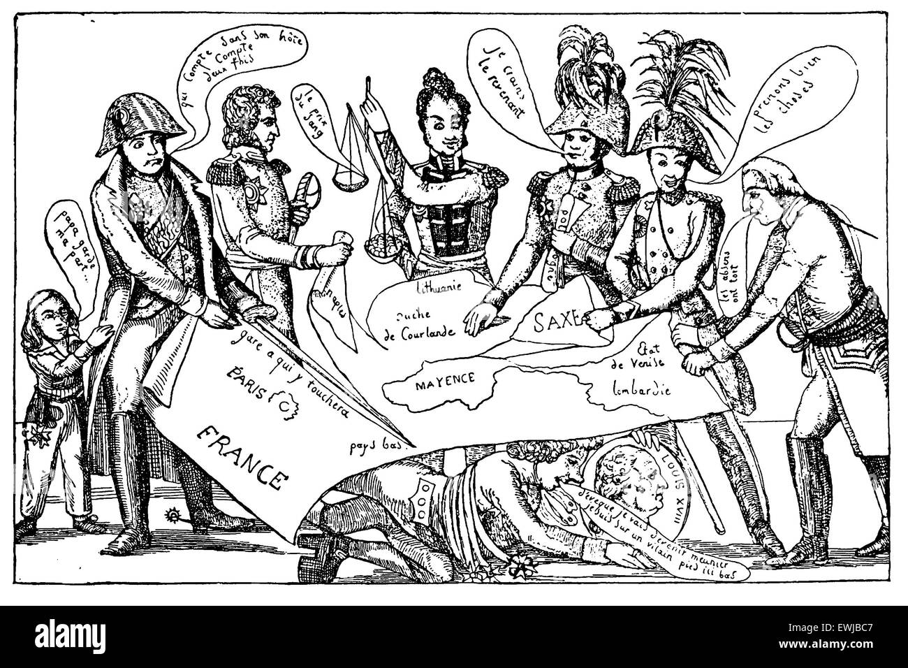 Caricature of the congress of Vienna (1815), in which major European