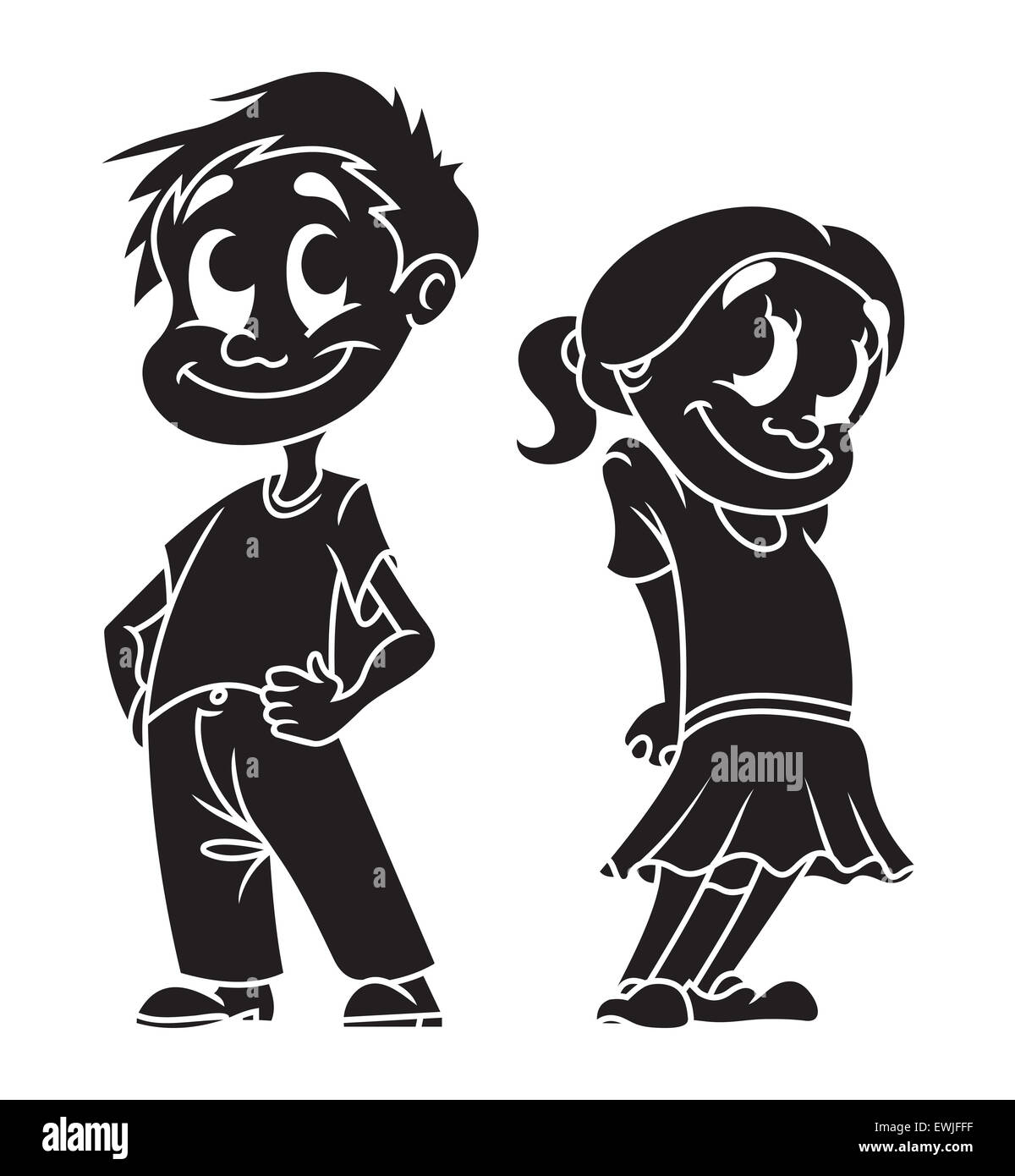 Vector illustrations of the boy and girl Stock Photo - Alamy