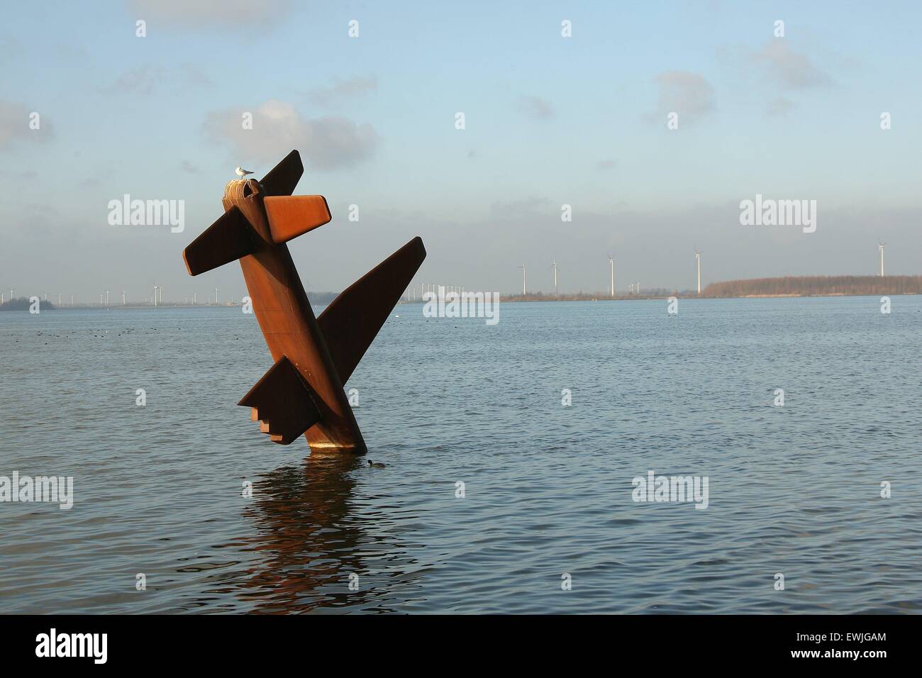 The Harderwijk Memorial stands in IJsselmeer Lake in the town of Harderwijk North Holland Gelderland Netherlands NL 2014 Stock Photo