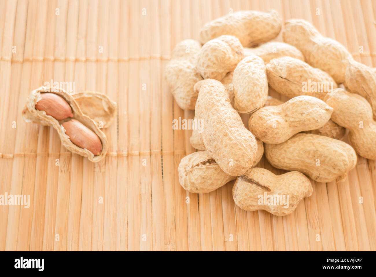 Salted peanuts on kitchen bamboo mat, stock photo Stock Photo Alamy