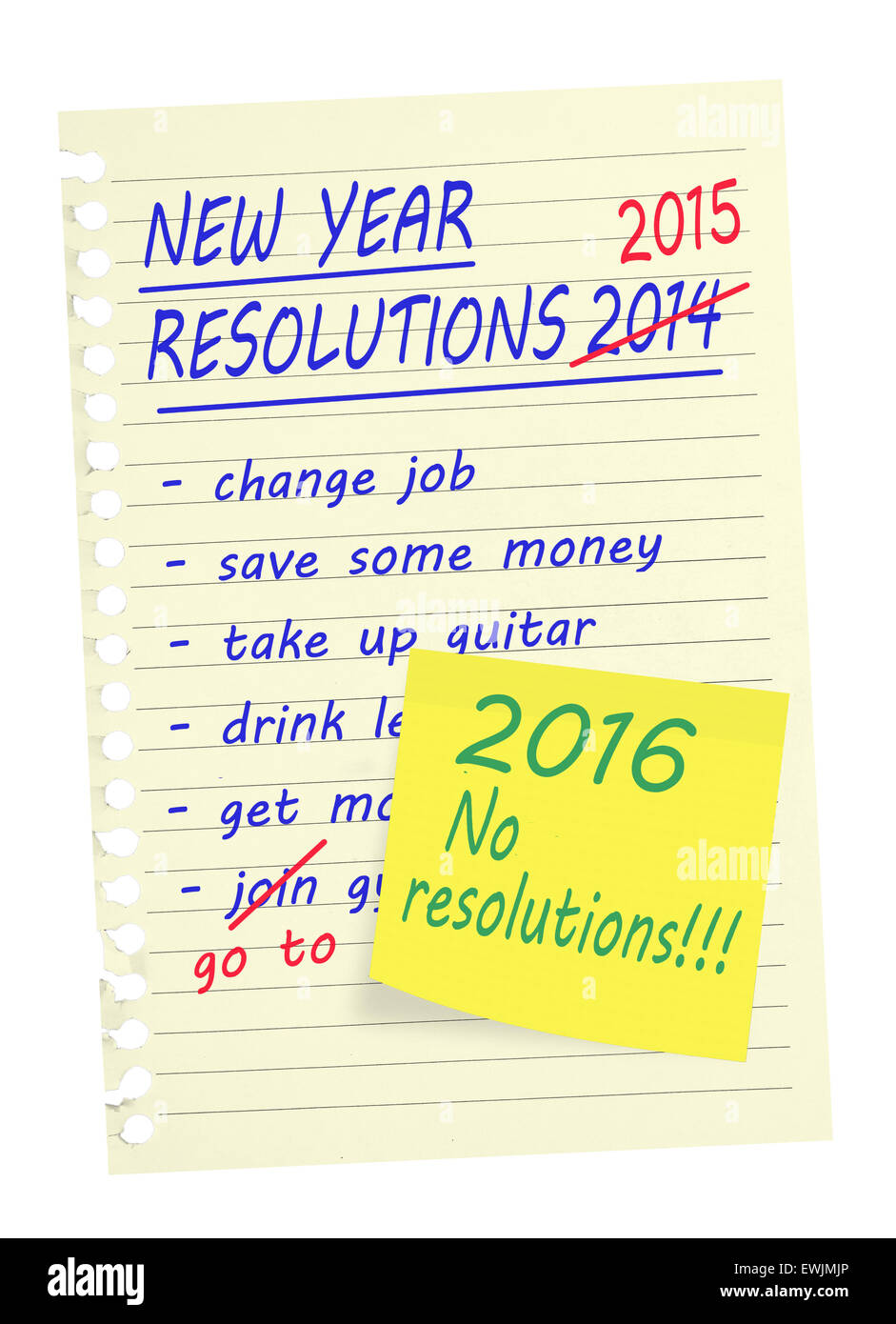 No more New Year Resolutions. Why bother? Stock Photo