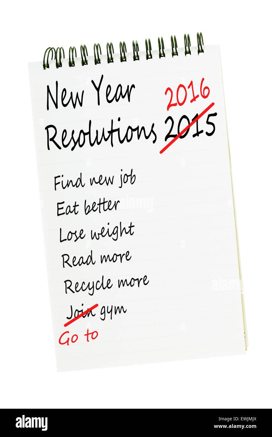 New Year Resolutions 2016 - same again, no change! Stock Photo