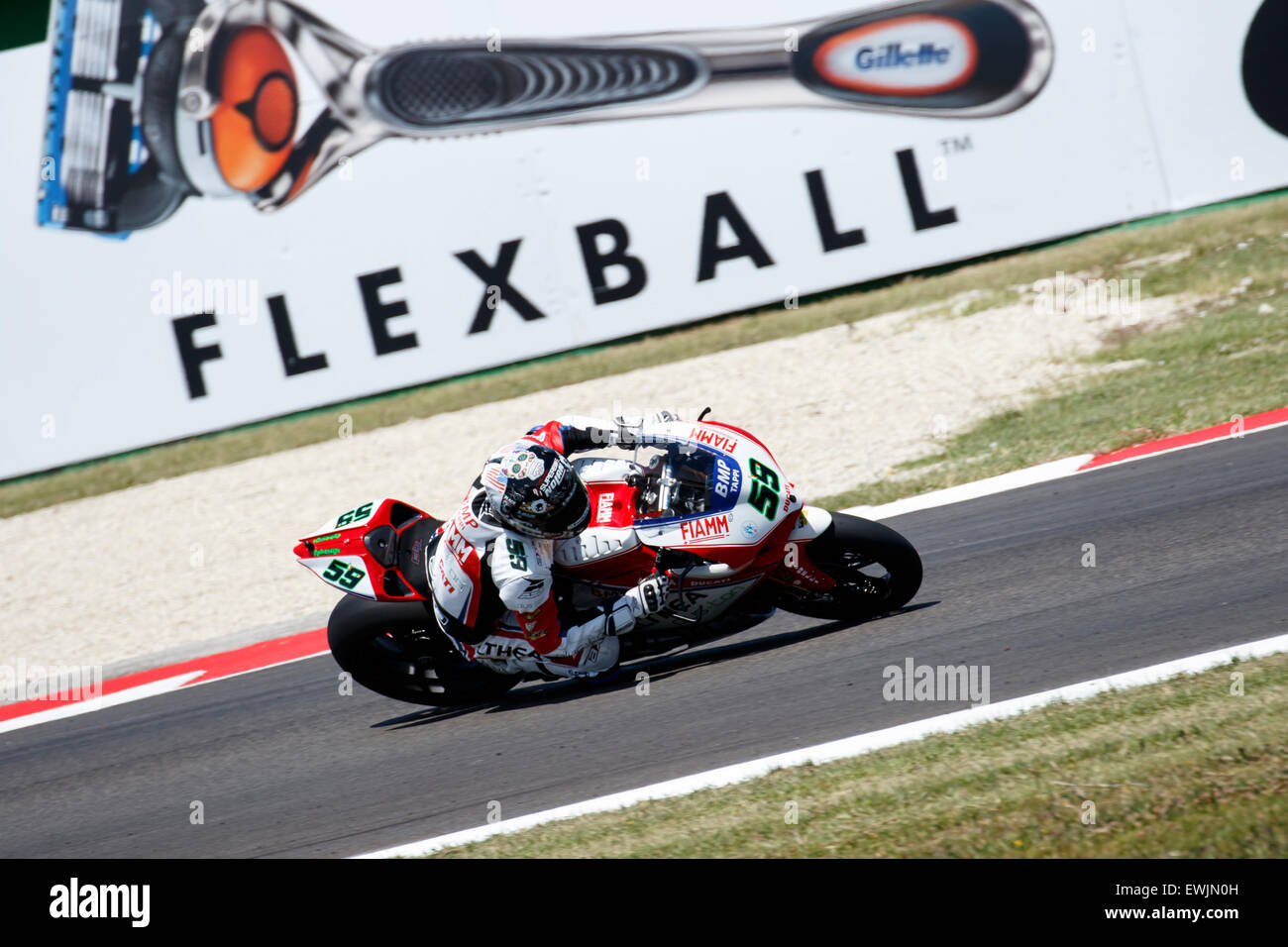 Misano Adriatico, Italy - June 20, 2015: Ducati Panigale R of Althea Racing Team, driven by CANEPA Niccolò Stock Photo