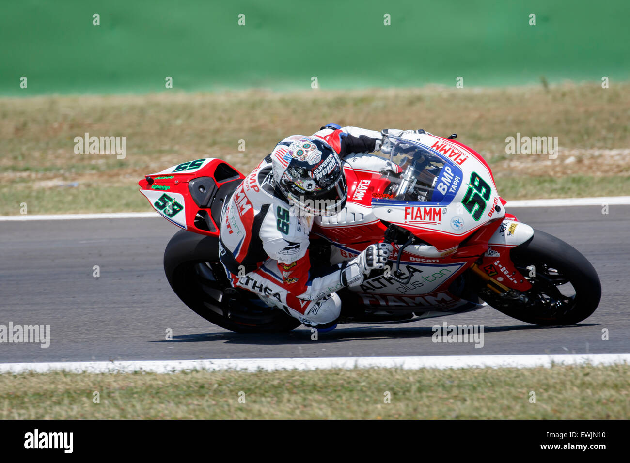 Misano Adriatico, Italy - June 20, 2015: Ducati Panigale R of Althea Racing Team, driven by CANEPA Niccolò Stock Photo