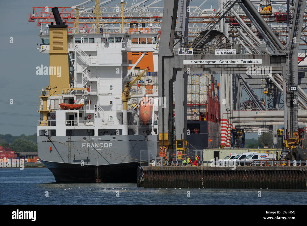 The container ship Francop docked at Southampton Stock Photo