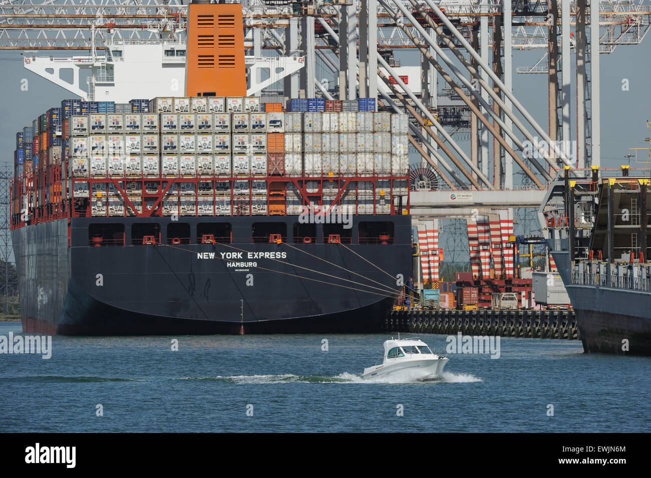 Container ship New York express docked at Southampton Stock Photo Alamy