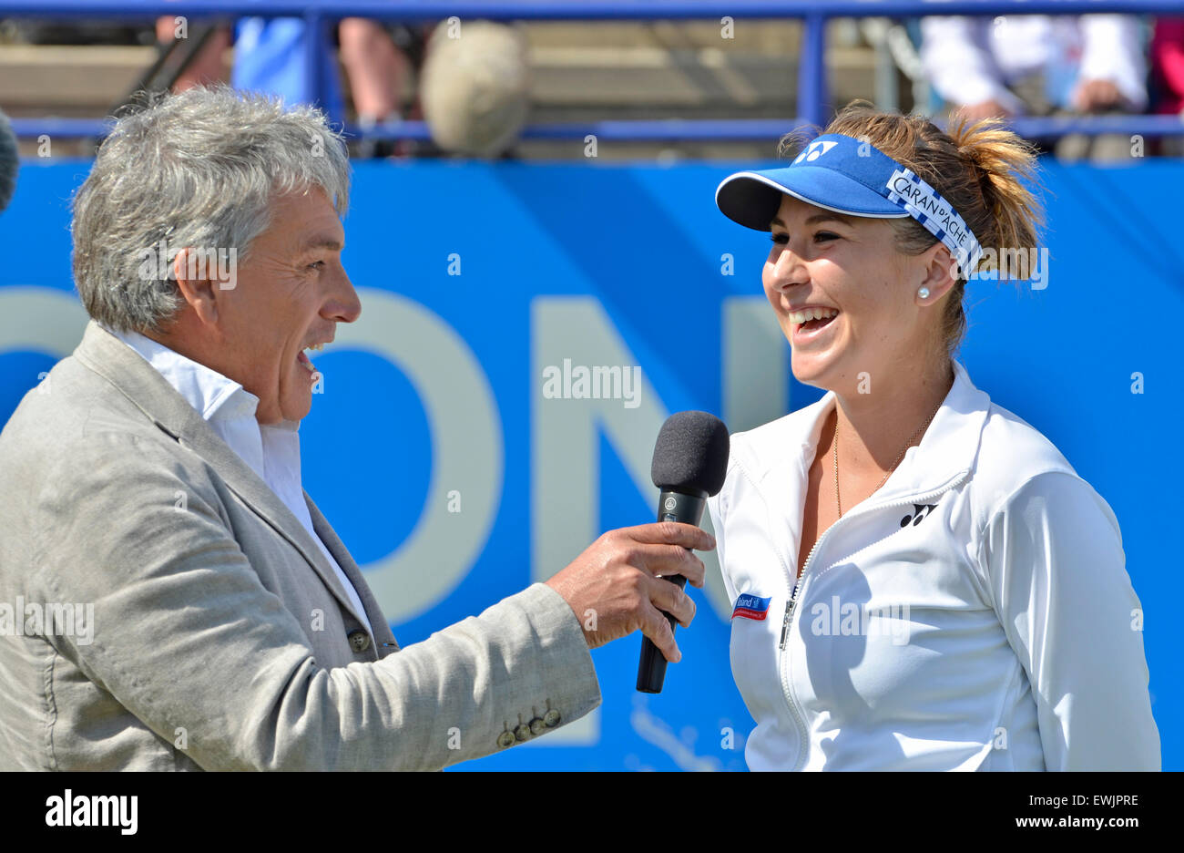 Belinda Bencic being interviewed by John Inverdale for the BBC after