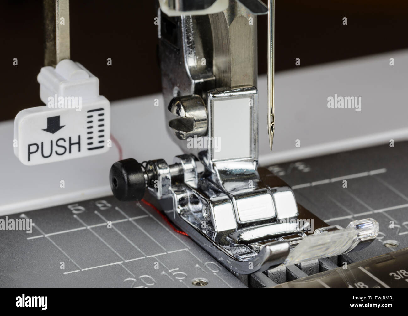 Presser foot. Closeup of the presser foot and needle of an electric