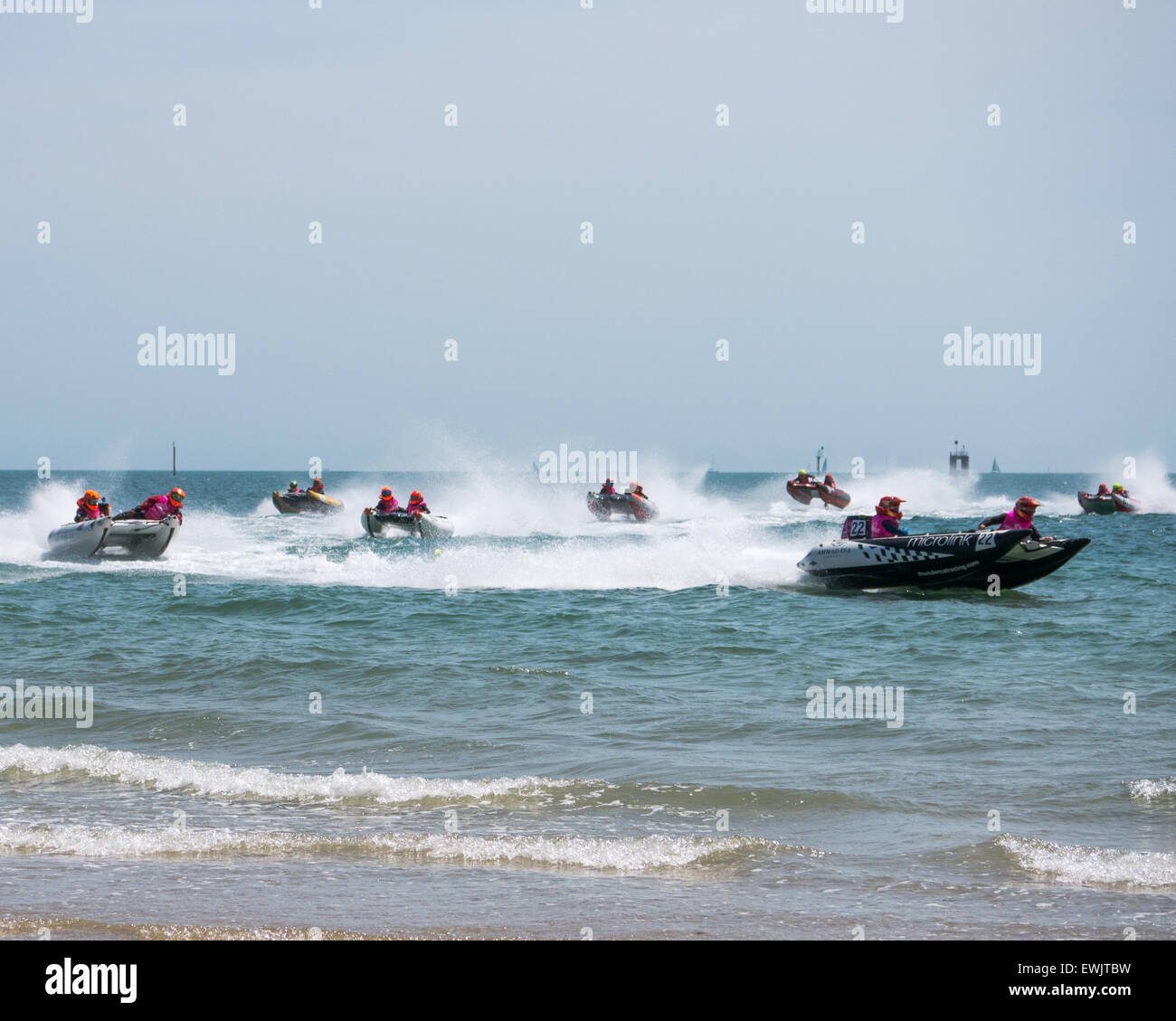 Portsmouth, England, june 27th 2015. Inflatable Catamarans race for