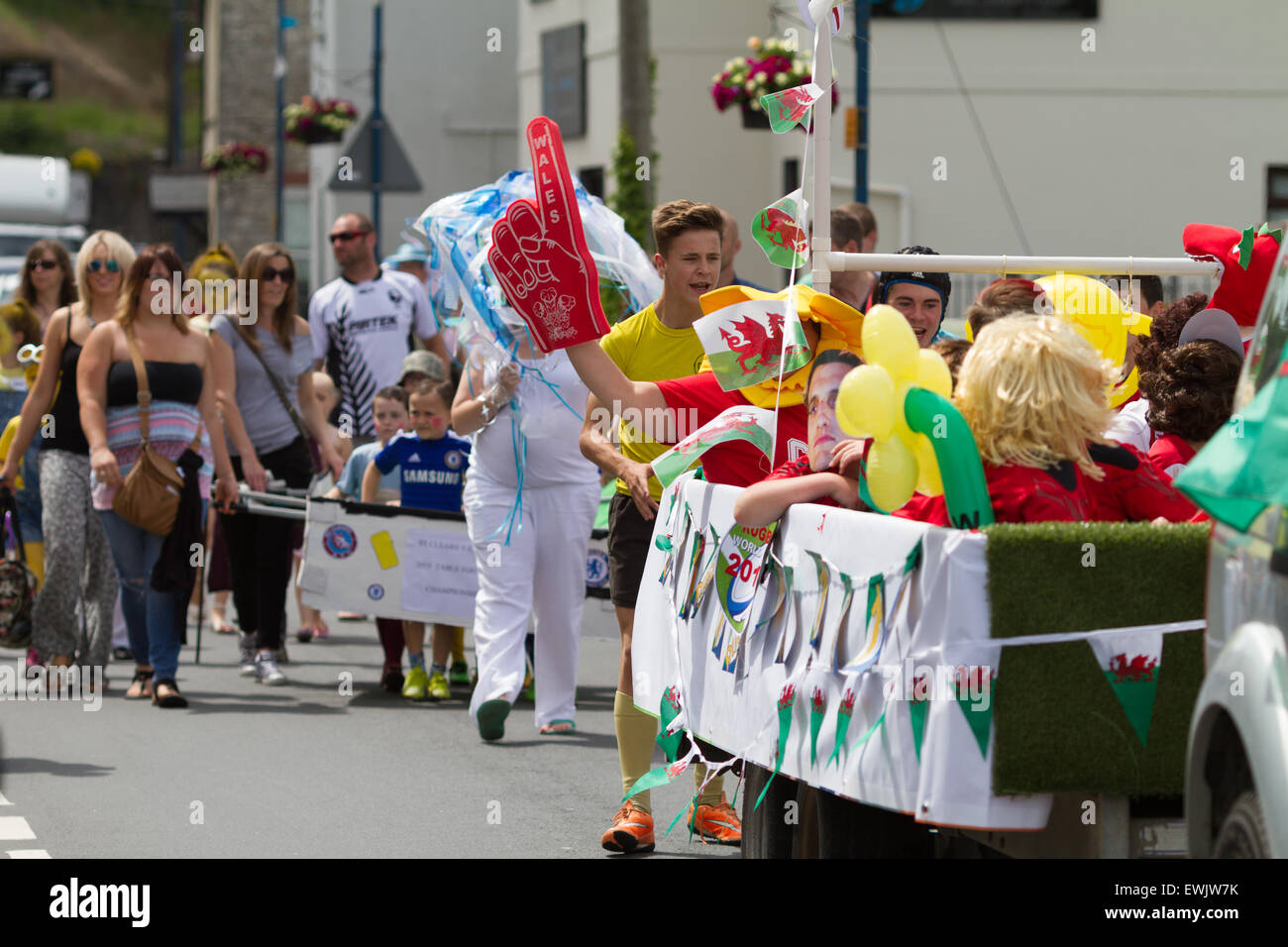 St Clears Carnival June 2015 in Pembrokeshire Wales.  Town parade. Stock Photo