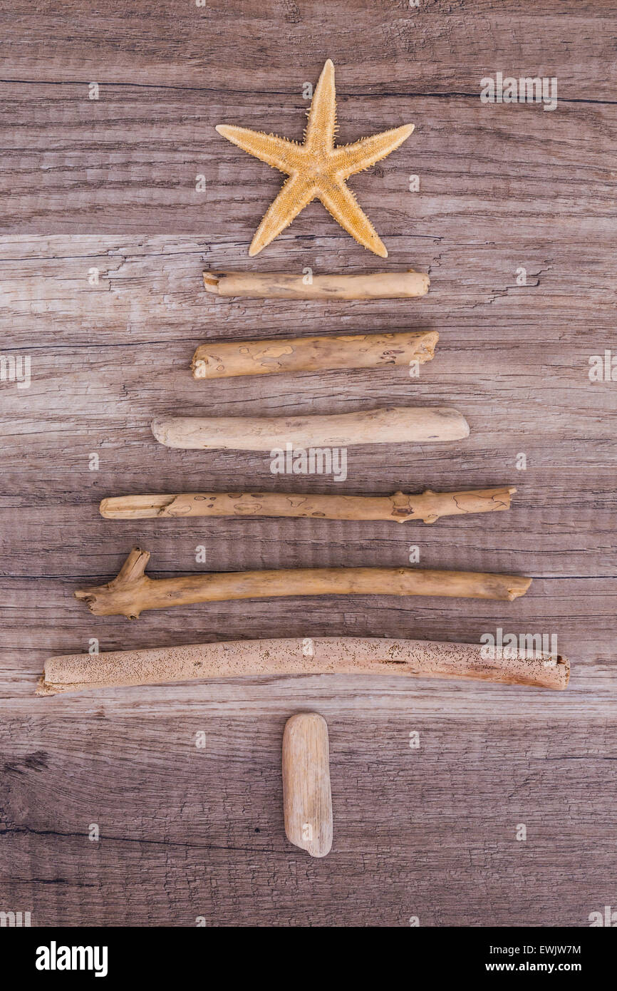 Beach Driftwood Christmas Tree Stock Photo