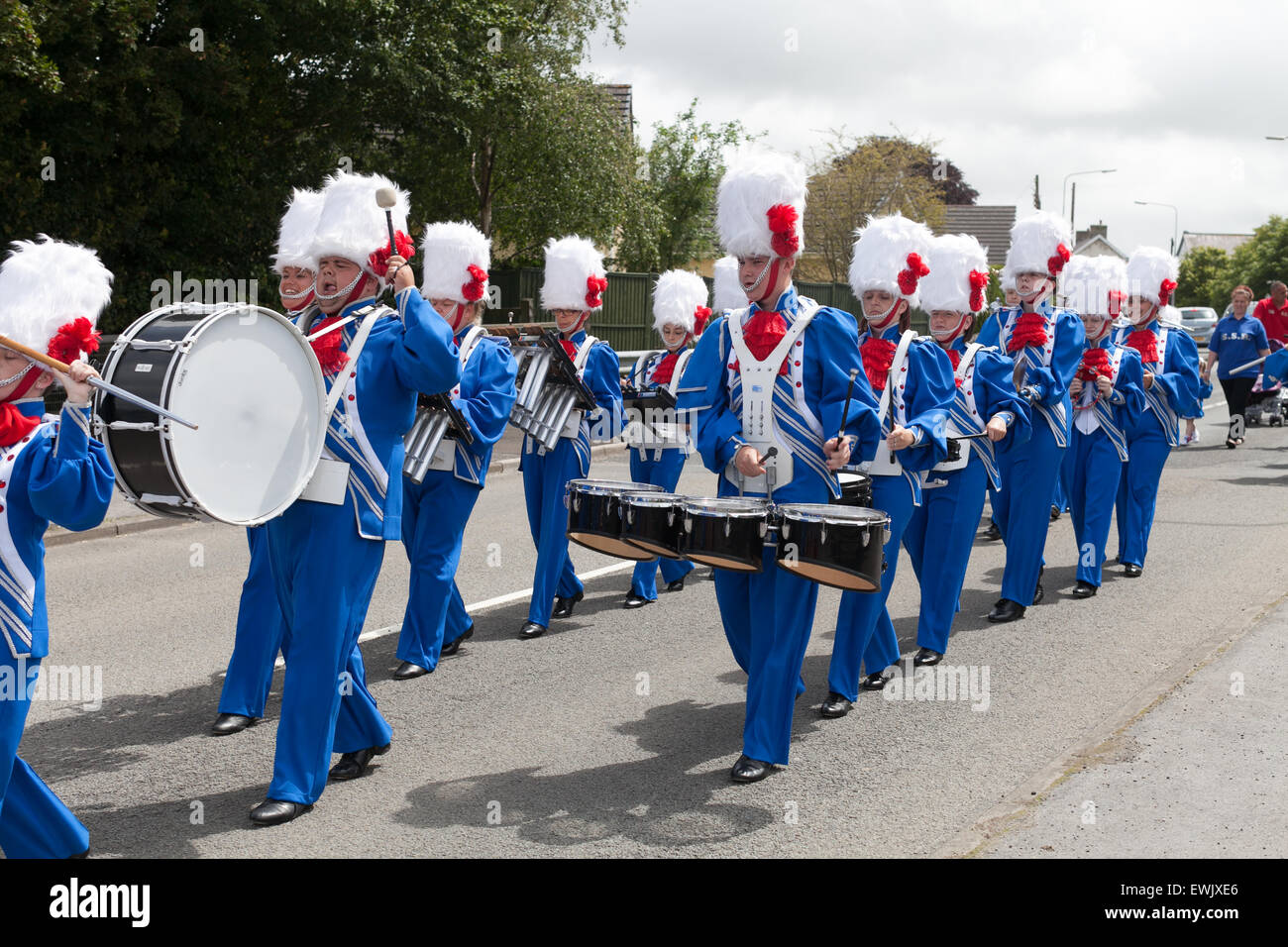 Marching band at St Clears Carnival June 2015 in Pembrokeshire Wales