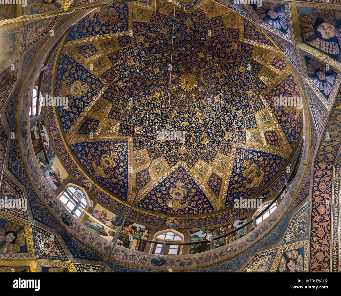 Dome of Vank Cathedral with scenes of the expulsion from Eden,  Isfahan, Iran Stock Photo