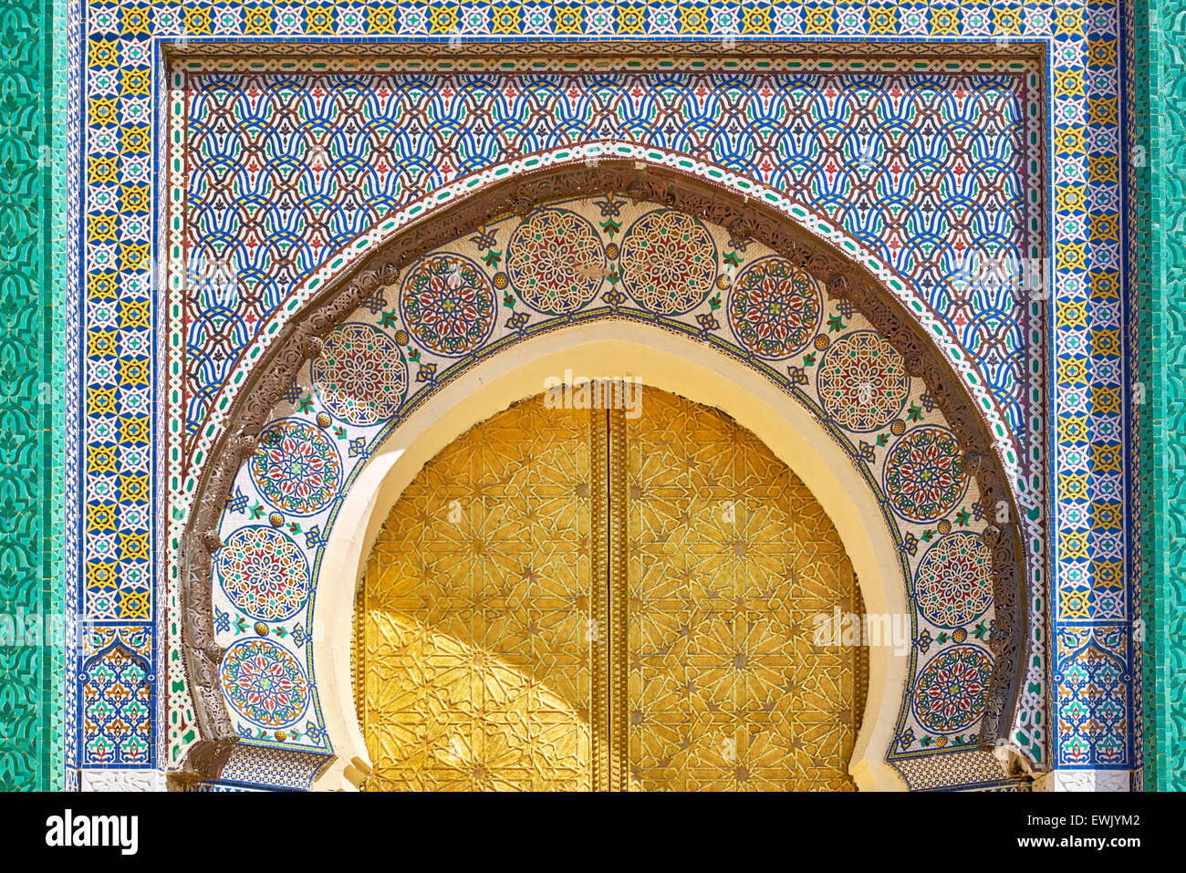 Mosaic tile detail, The Royal Palace in Fez, Morocco, Africa Stock Photo