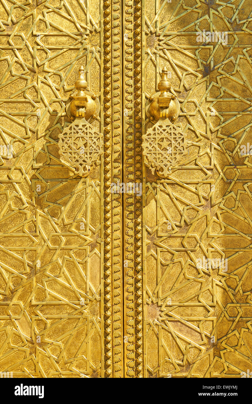 Door detail from The Royal Palace in Fez, Morocco, Africa Stock Photo