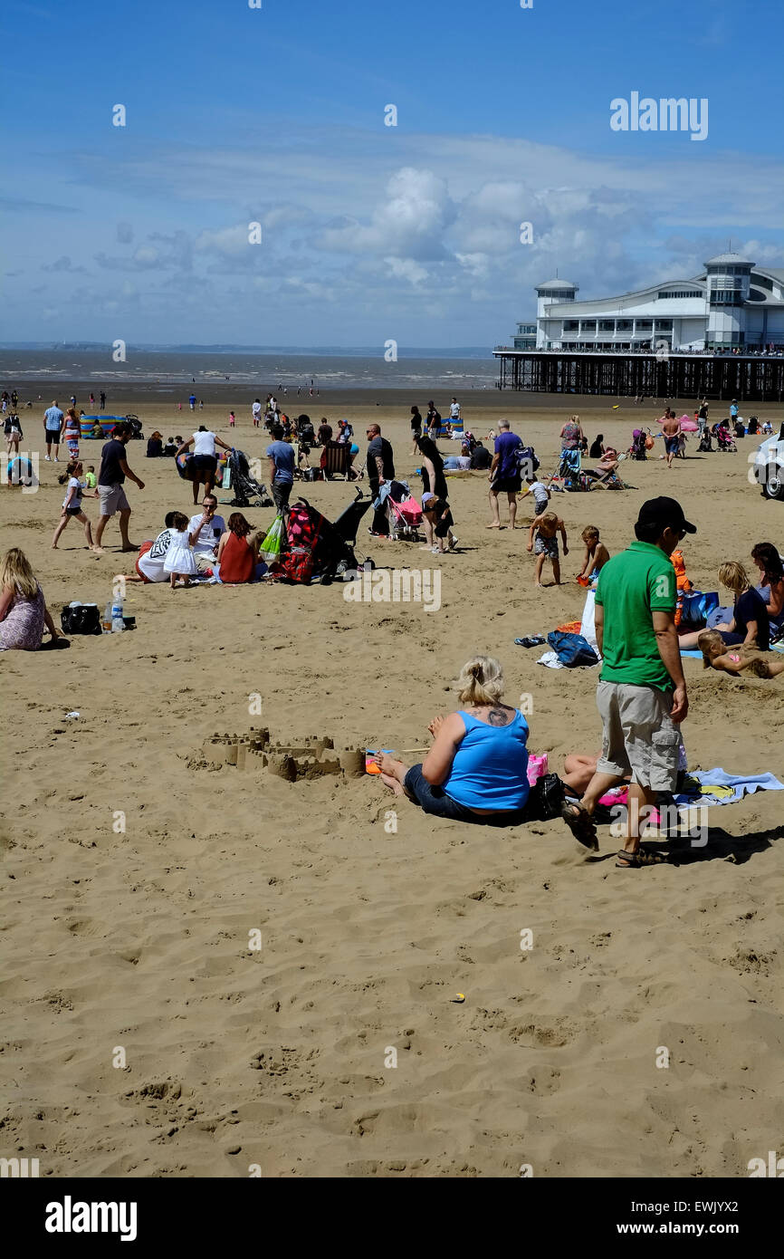 Weston Super Mare, UK Weather Glorious summers day with many people