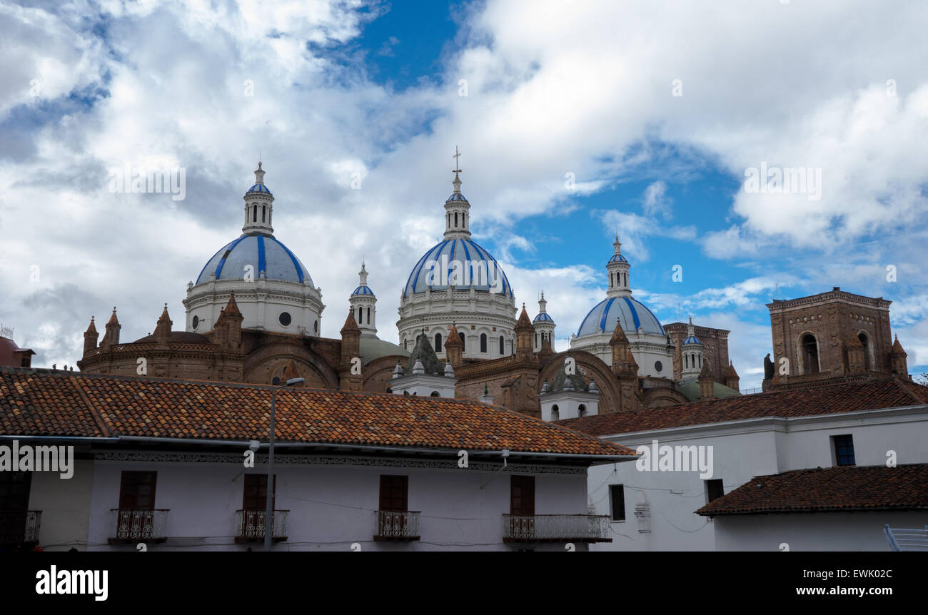 Cuenca's New Cathedral, long sky view, Ecuador. Stock Photo