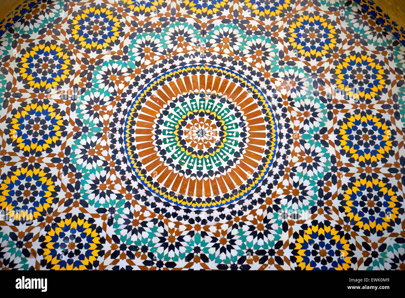 Moroccan decorative mosaic, Fez Medina, Morocco, Africa Stock Photo
