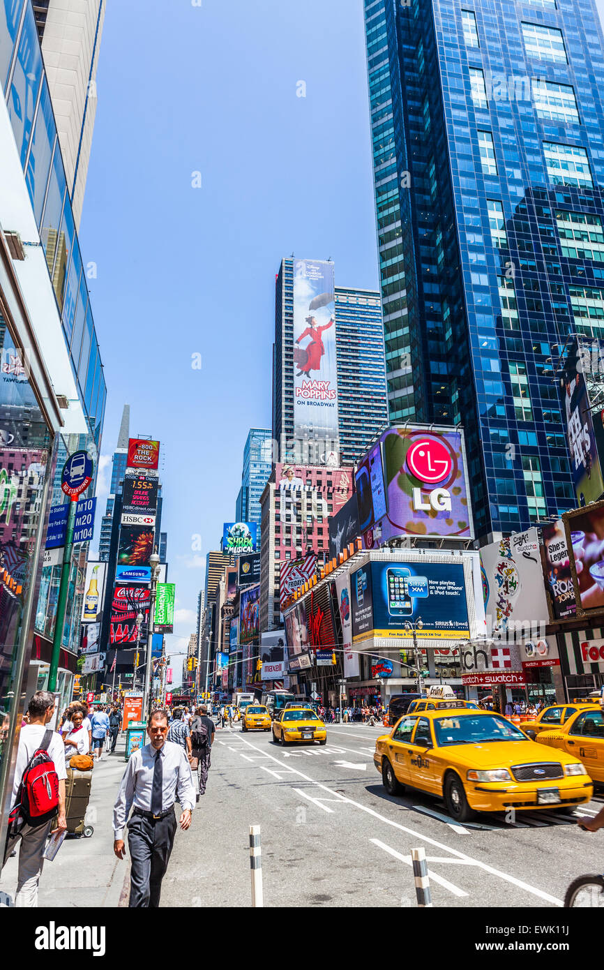 Street scene in Times Square, Manhattan, New York City, USA. Stock Photo