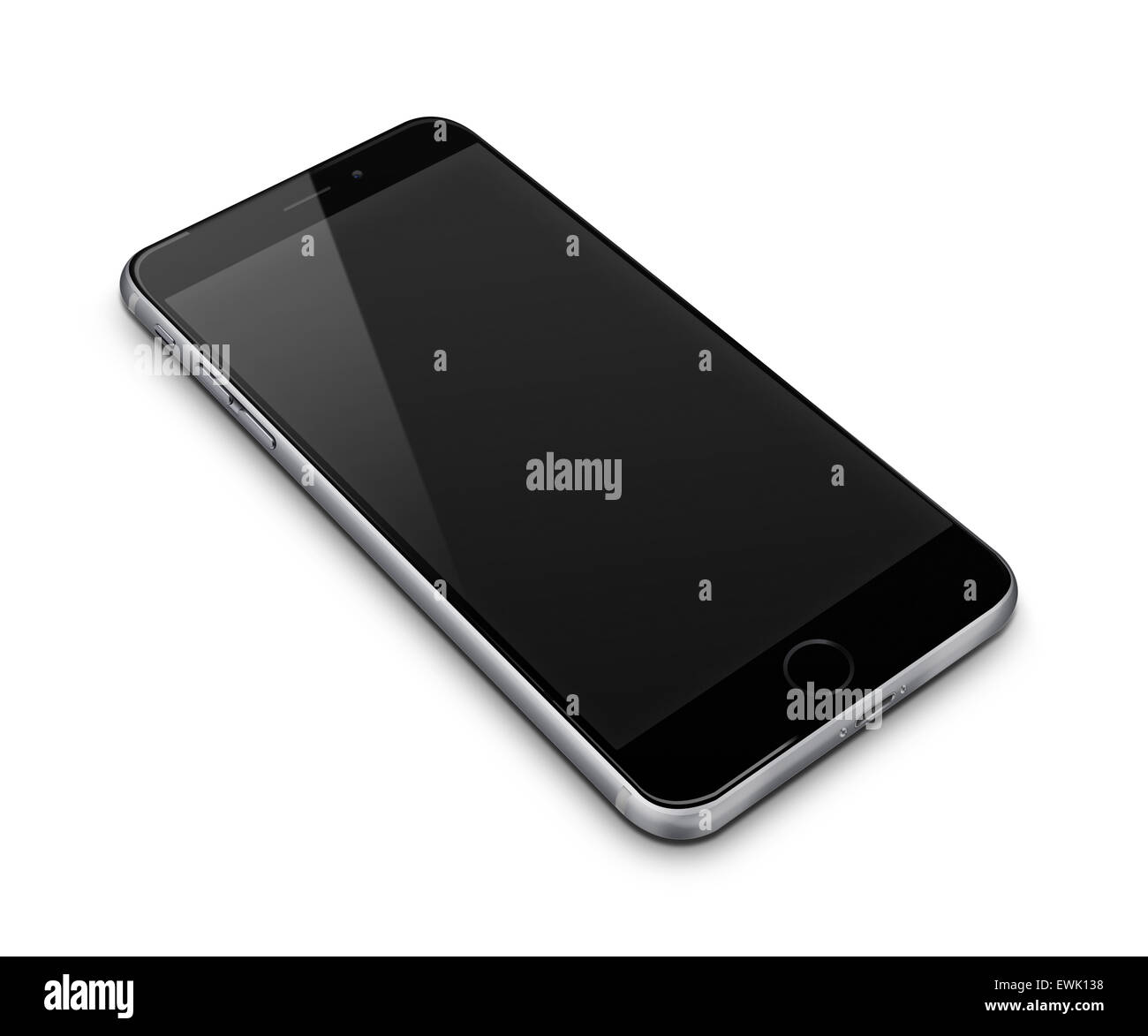 Realistic mobile phone with blank screen isolated on white background ...
