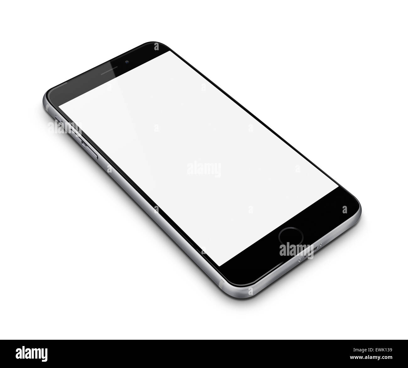 Realistic mobile phone with blank screen isolated on white background ...