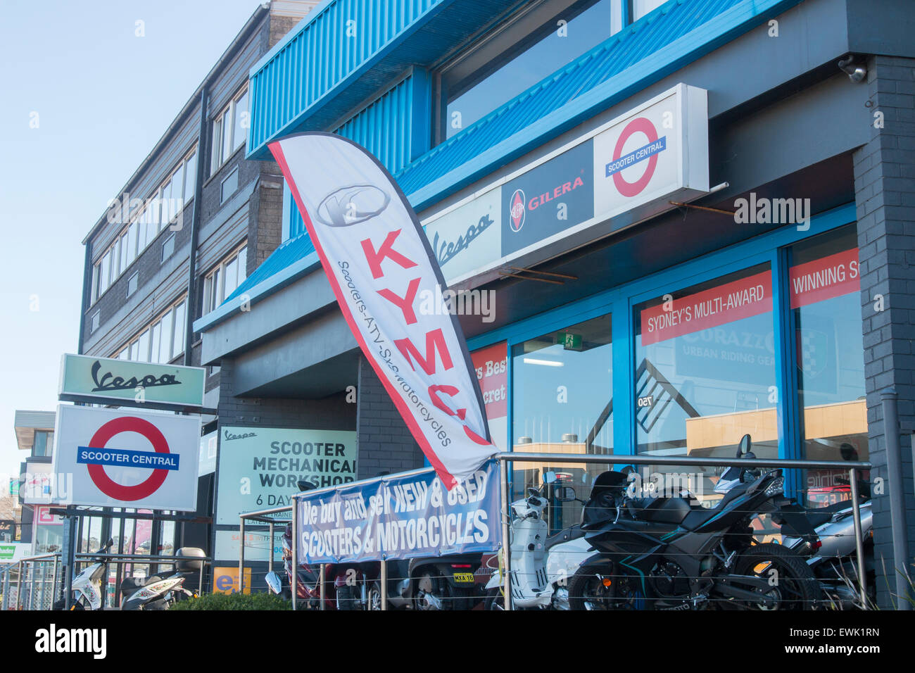 Scooters and accessories for sale at Scooter central, a store in Sydney