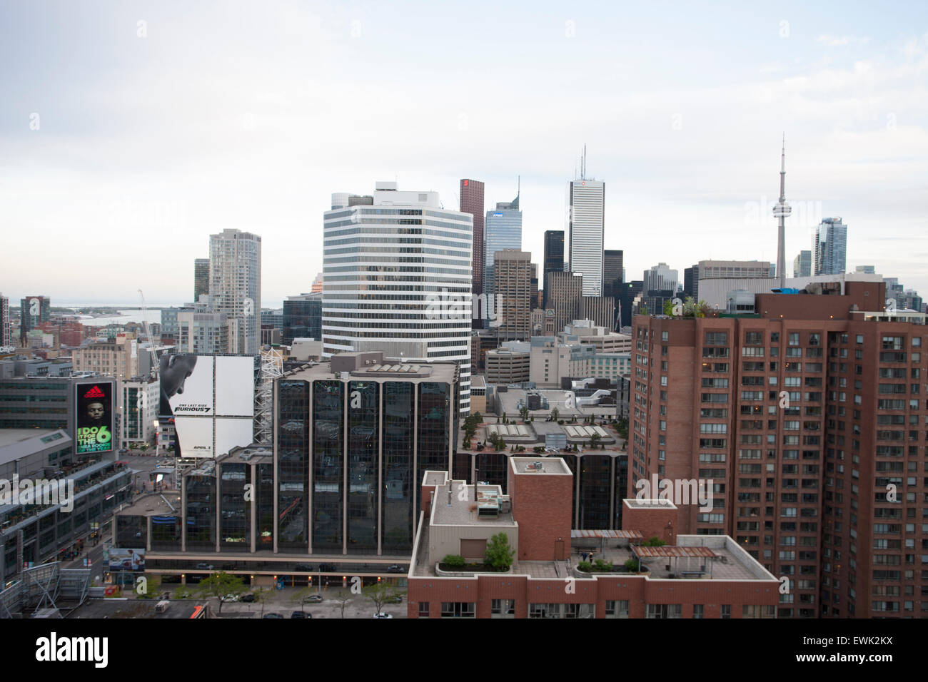 Toronto Skyline from rooftop Gerrard Street Ontario Stock Photo