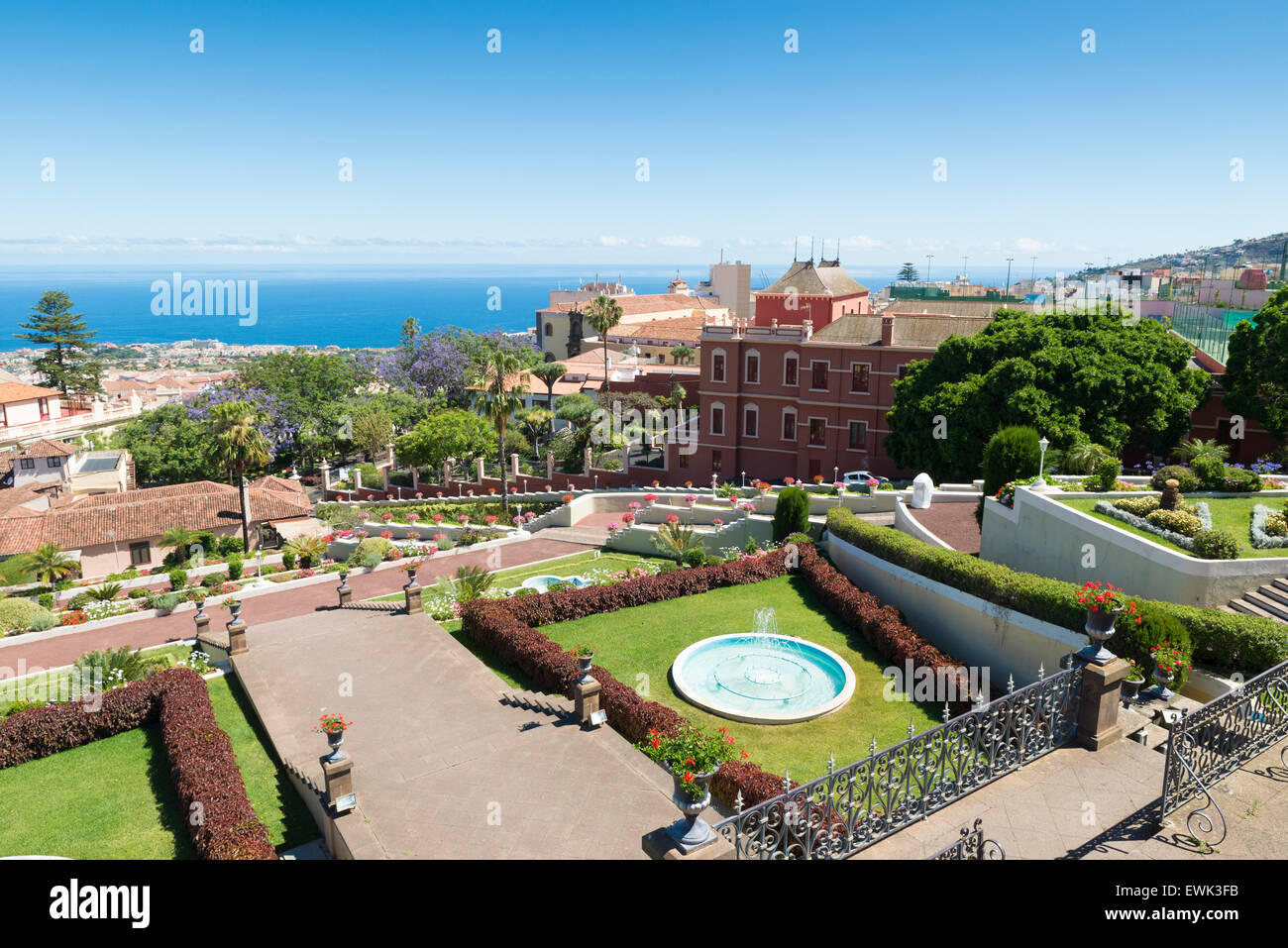 Jardin Victoria: Beautiful tropical botanical gardens in La Orotava town, Tenerife Stock Photo