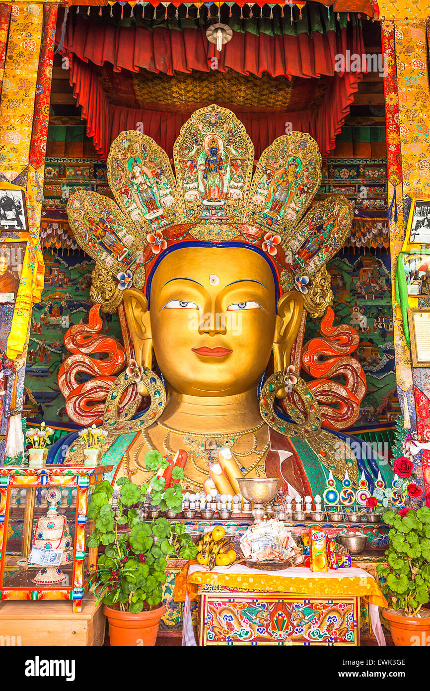 Maitreya Buddha in Thiksey Monastery, Leh, Ladakh Region. India Stock Photo