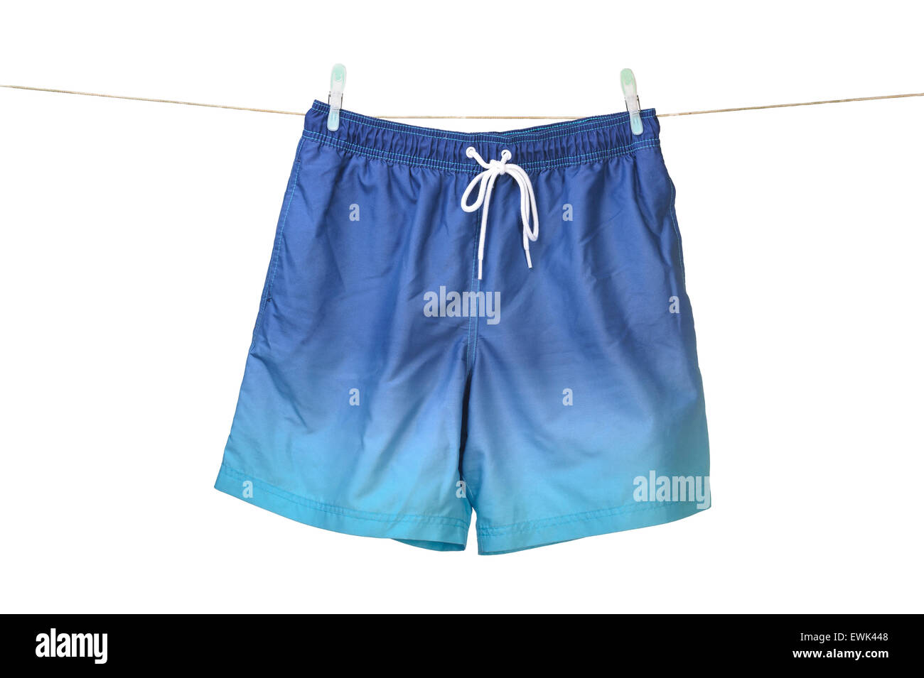 Swim shorts hanging on a washing line Stock Photo Alamy