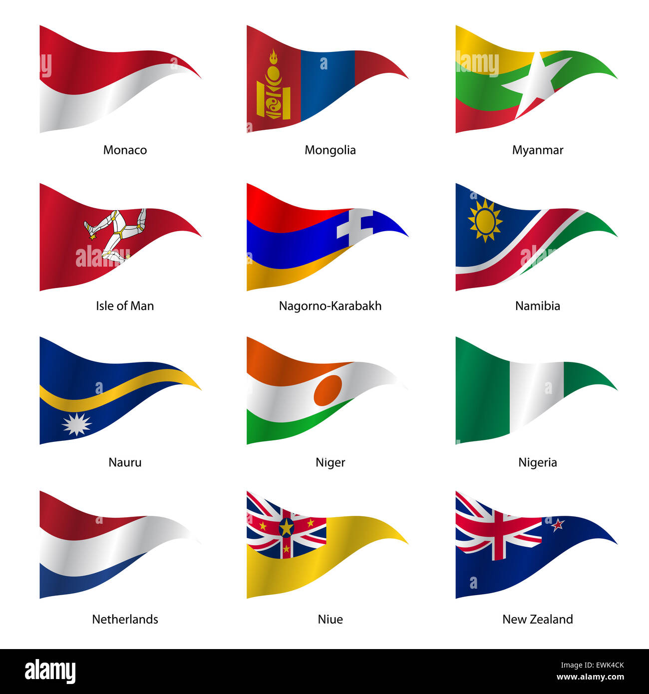 Set  Flags of world sovereign states. Stock Photo